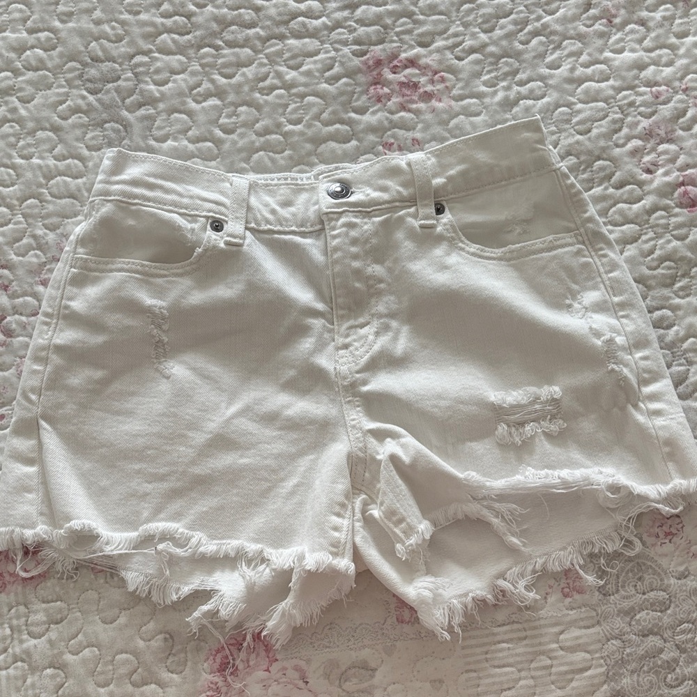 Aerie White Frayed Jean Shorts
